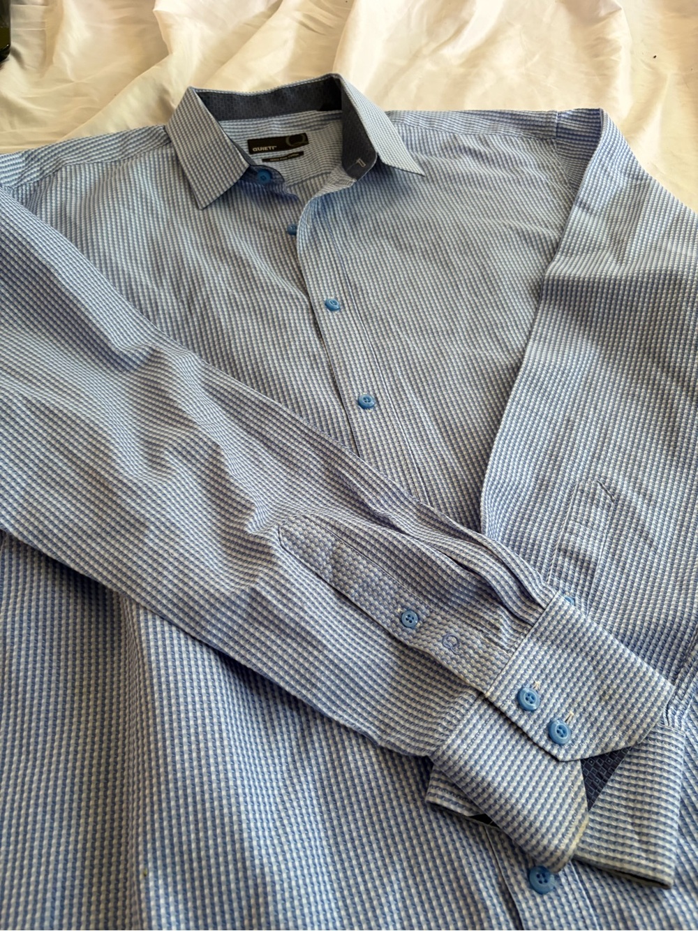 Quieti long Sleeve Button Up Mens Textured Shirt Size XL
